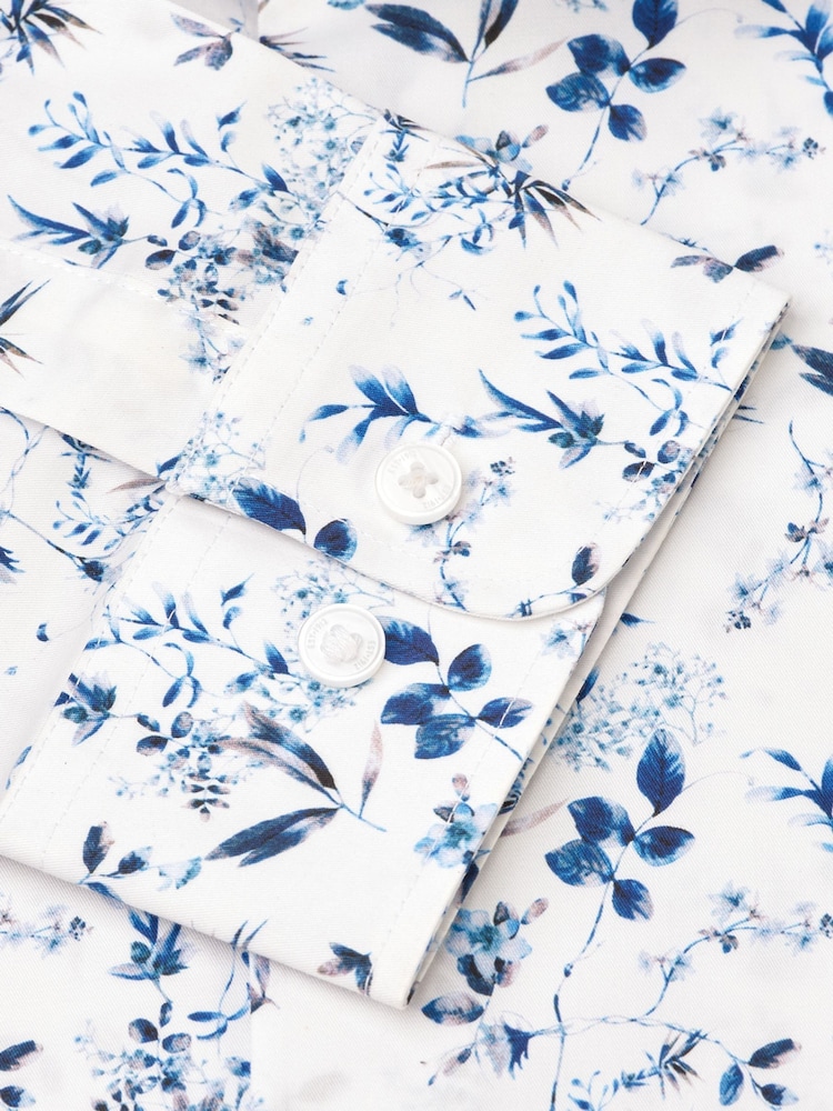 Brook Taverner Blue Ocassion Leaf Print Long Sleeve Shirt - Image 5 of 5