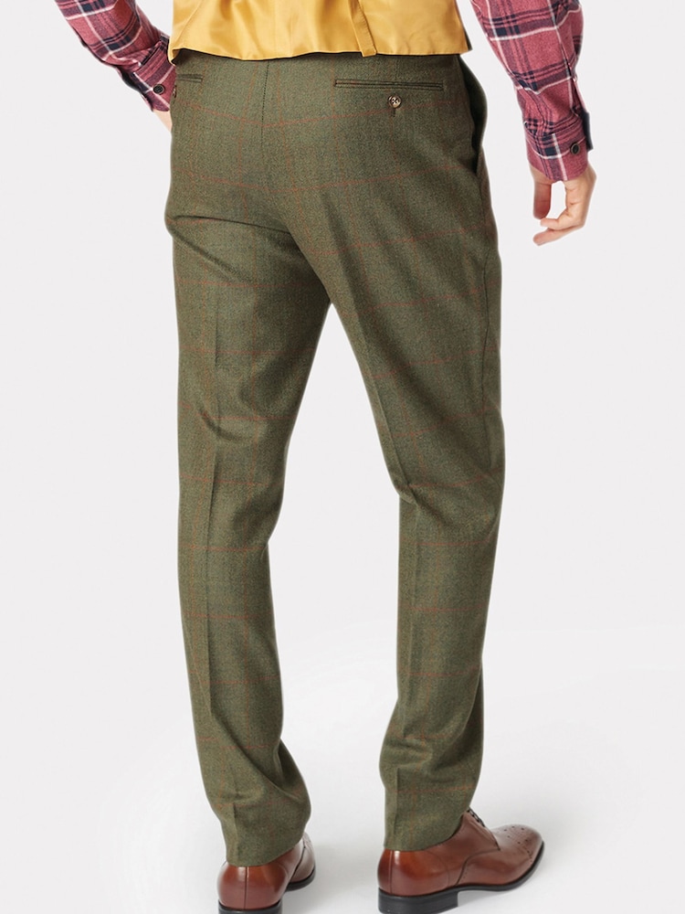 Brook Taverner Green Wool Check Suit Trousers - Image 2 of 2