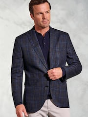 Brook Taverner Blue Pure Peak Lapel 100% Linen Jacket - Image 1 of 5