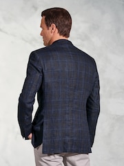 Brook Taverner Blue Pure Peak Lapel 100% Linen Jacket - Image 3 of 5