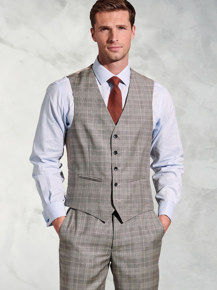 Brook Taverner Brown Wool POW Check Suit Waistcoat - Image 1 of 2