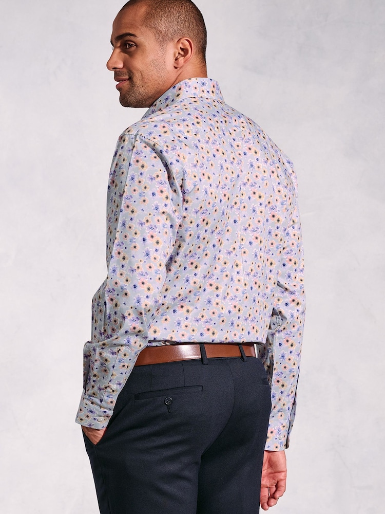 Brook Taverner Grey Ocassion Poppy Print Long Sleeve Shirt - Image 2 of 5