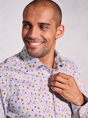 Brook Taverner Grey Ocassion Poppy Print Long Sleeve Shirt - Image 3 of 5