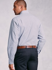 Brook Taverner Blue Micro Oxford Check Long Sleeve 100% Cotton Shirt - Image 3 of 5