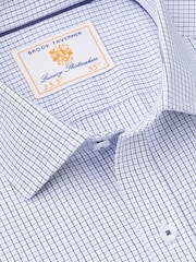 Brook Taverner Blue Micro Oxford Check Long Sleeve 100% Cotton Shirt - Image 4 of 5