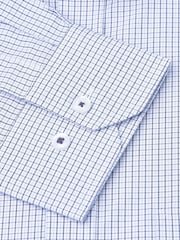 Brook Taverner Blue Micro Oxford Check Long Sleeve 100% Cotton Shirt - Image 5 of 5