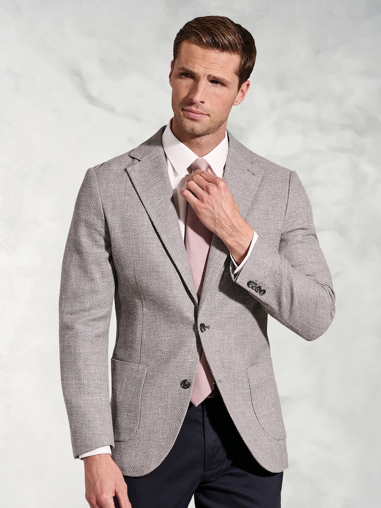Brook Taverner Grey Textured Italian Linen Blend Jacket - Image 1 of 5
