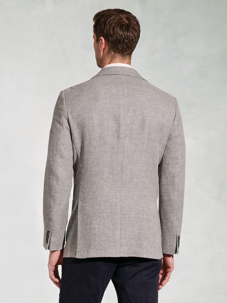 Brook Taverner Grey Textured Italian Linen Blend Jacket - Image 2 of 5