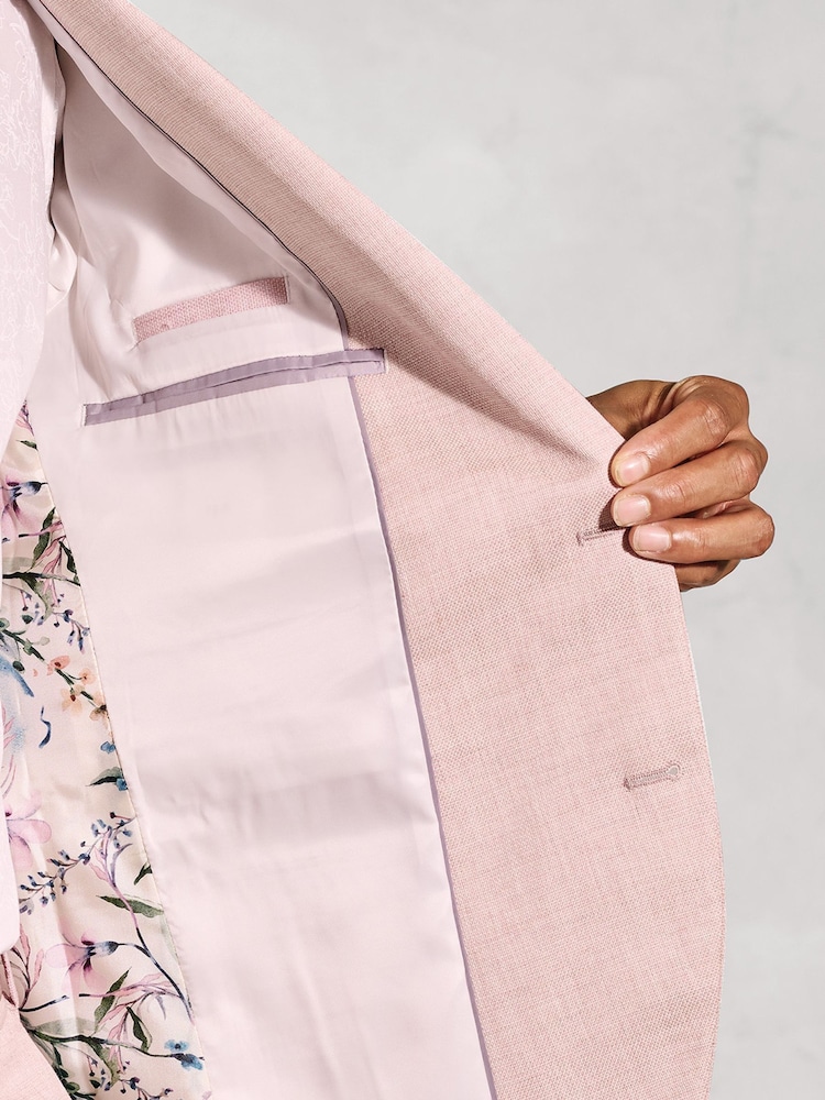 Brook Taverner Pink Textured Occasion Suit Jacket - Image 6 of 6
