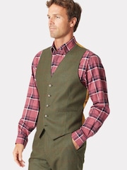Brook Taverner Green Wool Check Suit Waistcoat - Image 1 of 2