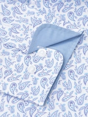 Brook Taverner Blue Paisley Stretch Long Sleeve Shirt - Image 5 of 6