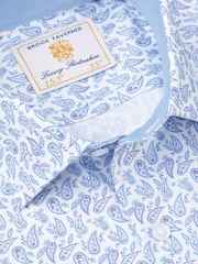 Brook Taverner Blue Paisley Stretch Long Sleeve Shirt - Image 6 of 6