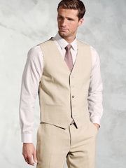 Brook Taverner Natural Linen Blend Mixer Suit Waistcoat - Image 1 of 2