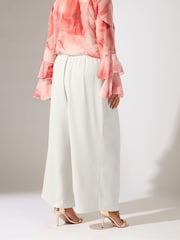 Evans Natural Crepe Pleated Trousers - Image 3 of 5