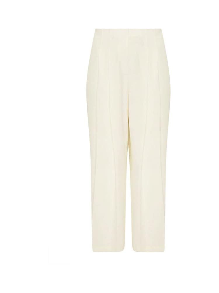 Evans Natural Crepe Pleated Trousers - Image 1 of 1