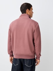 Pink Quarter Zip Cotton Rich Jersey Sweatshirt - Image 3 of 7