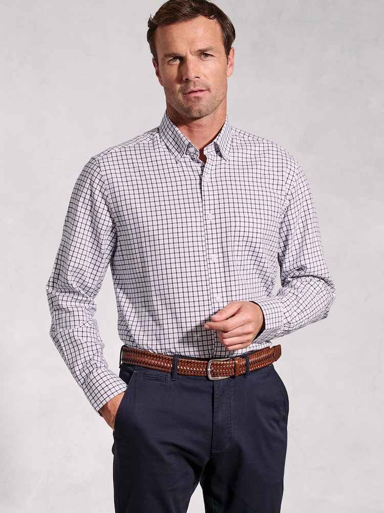Brook Taverner Blue 100% Cotton Tattersall Check Shirt - Image 1 of 6