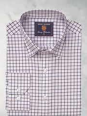 Brook Taverner Blue 100% Cotton Tattersall Check Shirt - Image 4 of 6