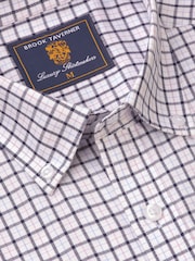 Brook Taverner Blue 100% Cotton Tattersall Check Shirt - Image 5 of 6