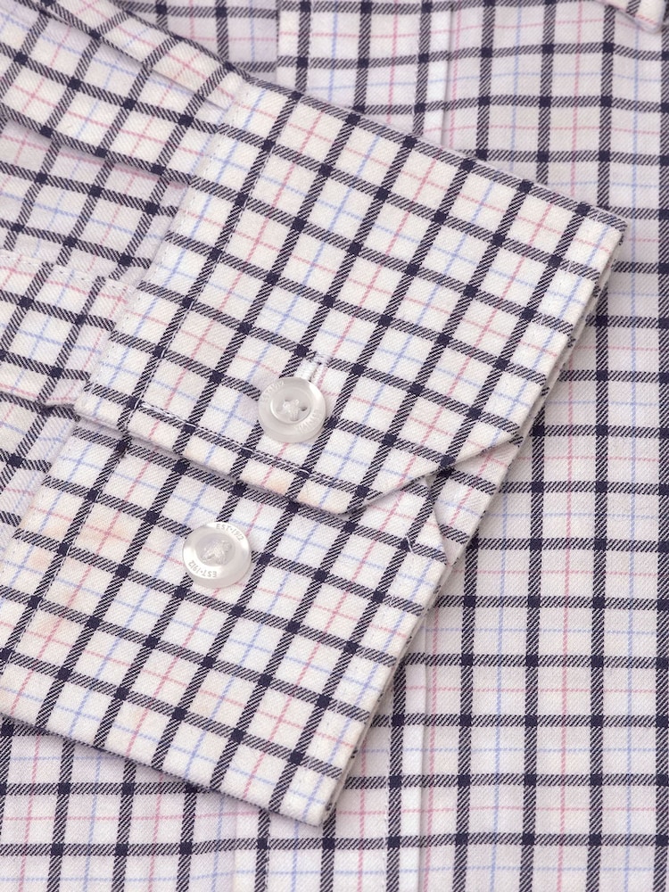 Brook Taverner Blue 100% Cotton Tattersall Check Shirt - Image 6 of 6