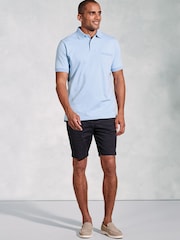 Brook Taverner Blue Jersey 100% Cotton Polo Shirt - Image 1 of 2