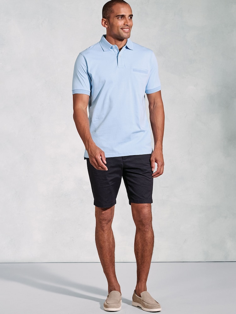 Brook Taverner Blue Sky Jersey 100% Cotton Polo Shirt - Image 1 of 2 Brook Taverner Blue Sky Jersey 100% Cotton Polo Shirt - Image 1 of 2