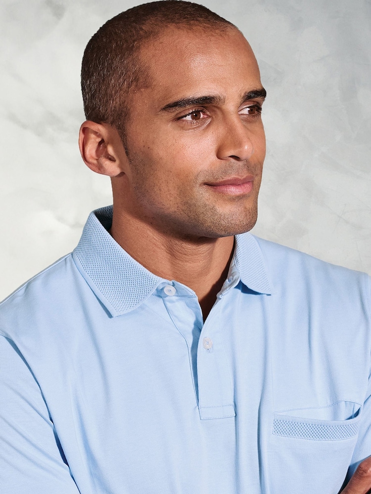 Brook Taverner Blue Jersey 100% Cotton Polo Shirt - Image 2 of 2