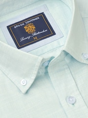 Πράσινο - Brook Taverner Textured 100% Cotton Πουκάμισα - Εικόνα 5 από 6
