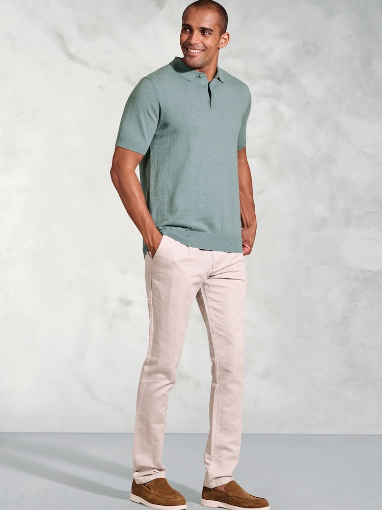 Brook Taverner Green Knitted Pure 100% Cotton Polo Shirt - Image 2 of 3