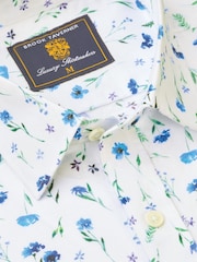 Brook Taverner Blue Watercolour Linen 100% Cotton Shirt - Image 4 of 4