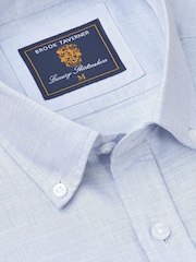 Brook Taverner Blue Textured 100% Cotton Shirt - Image 4 of 4