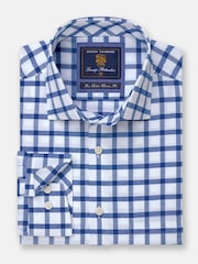 Brook Taverner Blue Oxford Grid Check 100% Cotton Shirt - Image 2 of 4