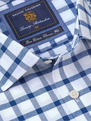Brook Taverner Blue Oxford Grid Check 100% Cotton Shirt - Image 3 of 4