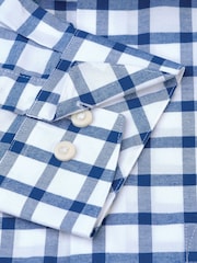 Brook Taverner Blue Oxford Grid Check 100% Cotton Shirt - Image 4 of 4