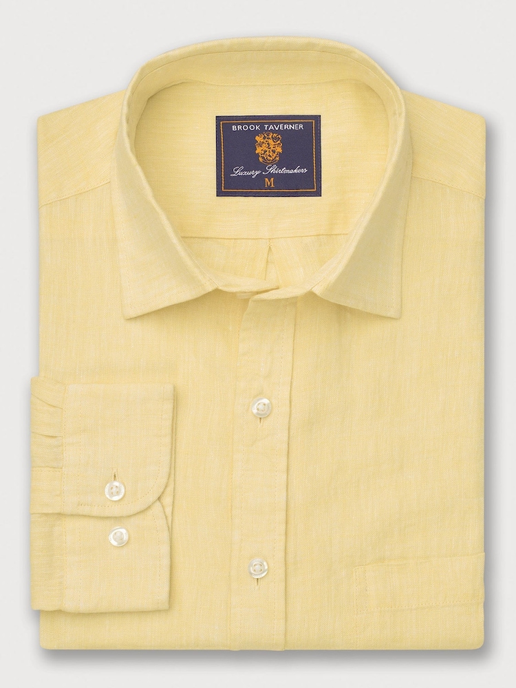 Brook Taverner Yellow Pure 100% Linen Shirt - Image 1 of 3