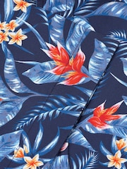 Brook Taverner Blue Tropical Print 100% Cotton Shirt - Image 4 of 4
