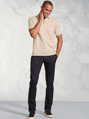 Brook Taverner Cream Knitted Pure 100% Cotton Polo Shirt - Image 2 of 3