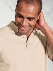 Brook Taverner Cream Knitted Pure 100% Cotton Polo Shirt - Image 3 of 3
