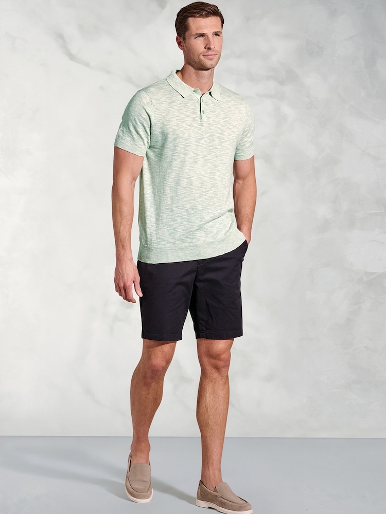 Brook Taverner Green Linen Blend Slub Short Sleeve Polo Shirt - Image 2 of 3