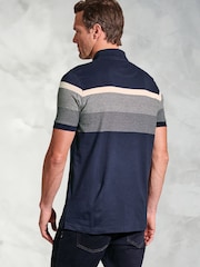 Brook Taverner Blue Placement Stripe Jersey 100% Cotton Polo Shirt - Image 3 of 3