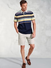 Brook Taverner Blue Placement Stripe Rugby 100% Cotton Polo Shirt - Image 2 of 3