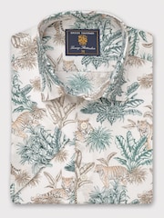 Brook Taverner Green Tropical Print 100% Cotton Shirt - Image 2 of 4