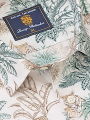 Brook Taverner Green Tropical Print 100% Cotton Shirt - Image 3 of 4