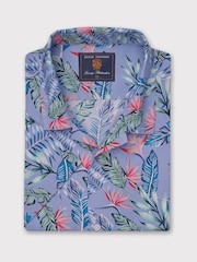 Brook Taverner Blue Tropical Revere 100% Cotton Shirt - Image 1 of 3