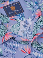 Brook Taverner Blue Tropical Revere 100% Cotton Shirt - Image 2 of 3