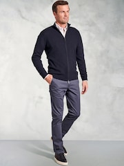 Brook Taverner Blue Ripple Stitch Zip Through 100% Cotton Cardigan - Image 2 of 3