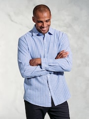 Brook Taverner Blue Pure 100% Linen Shirt - Image 1 of 4
