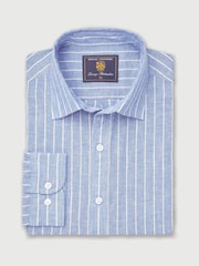 Brook Taverner Blue Pure 100% Linen Shirt - Image 2 of 4