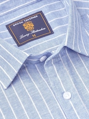 Brook Taverner Blue Pure 100% Linen Shirt - Image 3 of 4