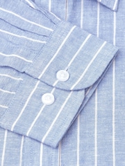 Brook Taverner Blue Pure 100% Linen Shirt - Image 4 of 4